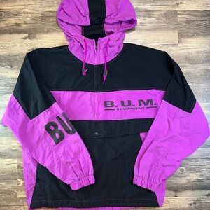 Vintage 90s B.U.M. Equipment 1/2 Zip Purple Windbreaker Jacket Medium
